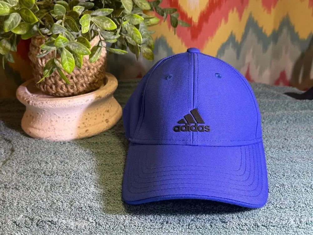 New Adidas Youth Blue / Black Climalite Baseball hat adjustable closure